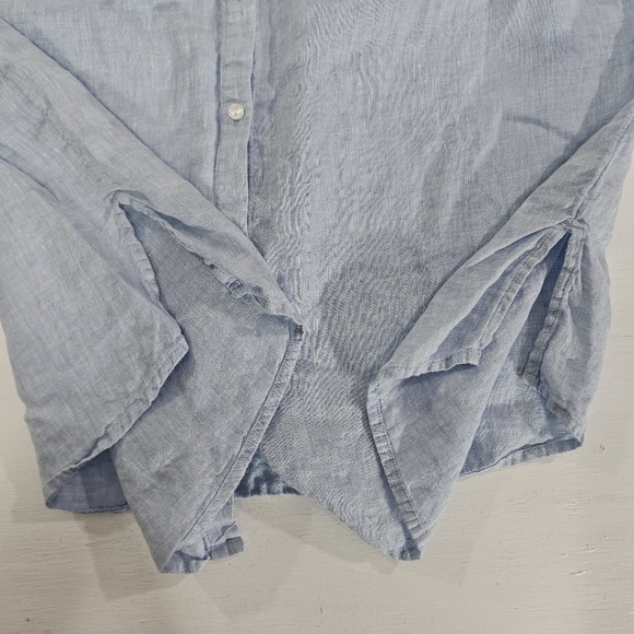 Charter Club blue button down 100% linen shirt women's size Large - Picture 8 of 11